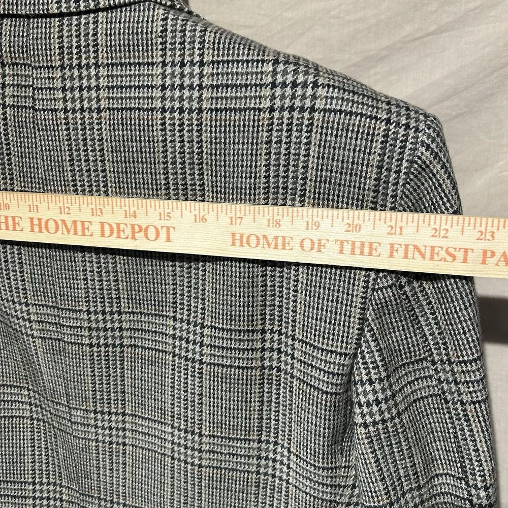 Vintage Hardwick Clothes Blazer Suit Jacket 48R USA Grey Plaid 2 Button